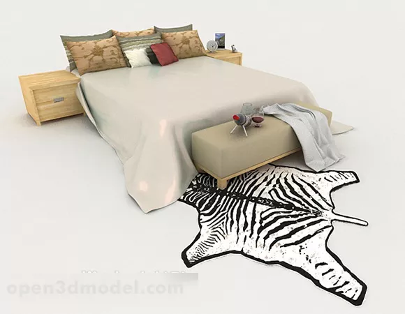 Home Gray Minimalist Double Bed 3d model Home Gray Minimalist Double Bed 3d model