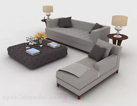 Home Gray Simple Sofa 3d model Home Gray Simple Sofa 3d model