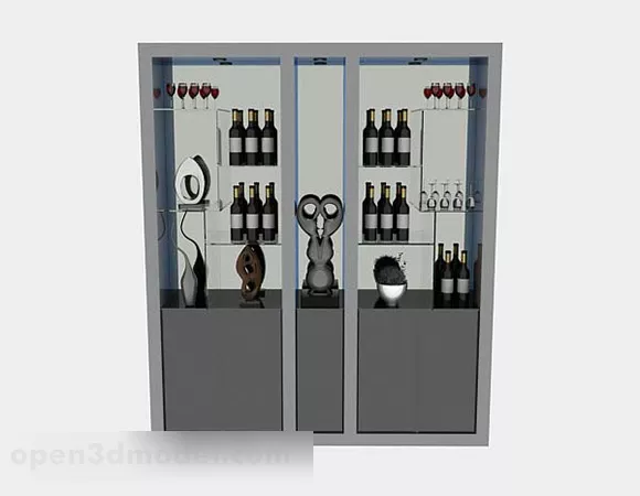Home Gray Wine Cooler 3d model Home Gray Wine Cooler 3d model
