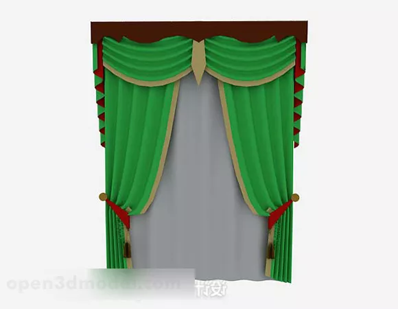 Home Green Fabric Curtain 3d model Home Green Fabric Curtain 3d model