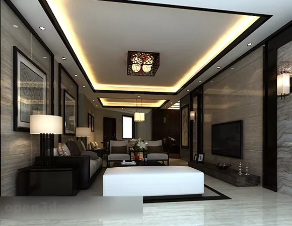 Home Chinese Style Living Room Interior 3d model Home Chinese Style Living Room Interior 3d model