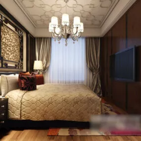 Home Bedroom Chandelier Interior 3d model