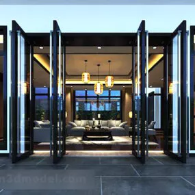 Home Design Living Room Door Interior 3d model