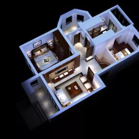 Two Bedroom Home Plane V1 3d model