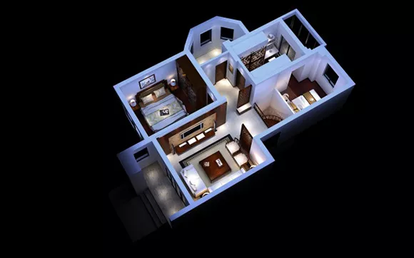 Two Bedroom Home Plane V1 3d model Two Bedroom Home Plane V1 3d model