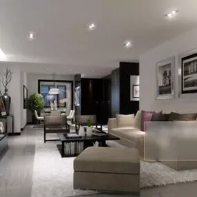 Home Full Furniture Living Room Interior 3d model