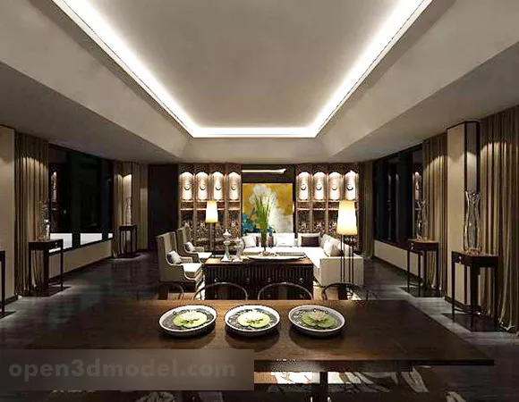 Home Restaurant Tables And Chairs Interior 3d model Home Restaurant Tables And Chairs Interior 3d model