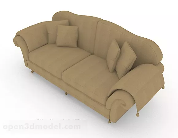 Home Leisure Brown Wooden Double Sofa 3d model Home Leisure Brown Wooden Double Sofa 3d model