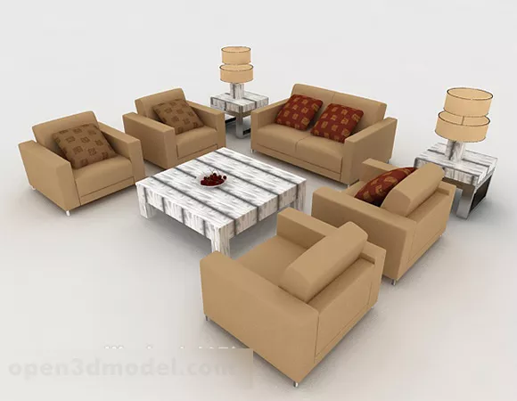 Home Simple Brown Combination Sofa 3d model Home Simple Brown Combination Sofa 3d model