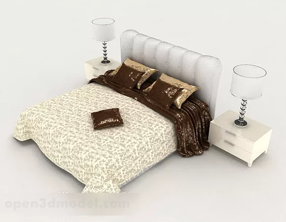 Home Modern Pattern Double Bed 3d model Home Modern Pattern Double Bed 3d model