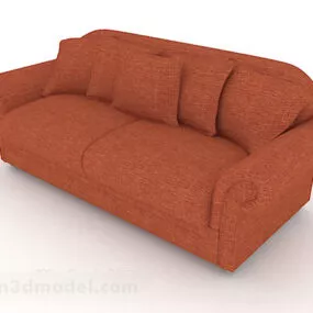 Home Orange Red Minimalist Double Sofa 3d model