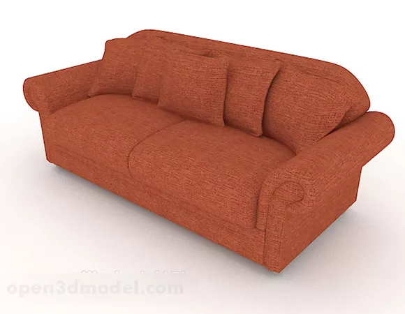 Home Orange Red Minimalist Double Sofa 3d model Home Orange Red Minimalist Double Sofa 3d model
