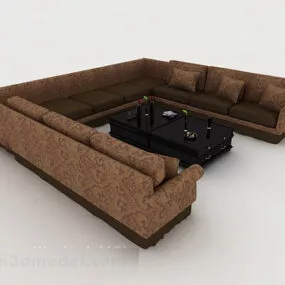 Home Pattern Brown Multiseater Sofa 3d model