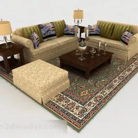Home Pattern Yellow Brown Sofa 3d model
