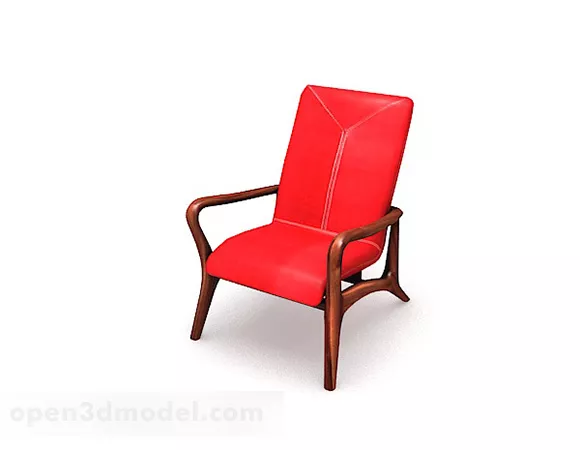 Home Wood Red Fabric Chair 3d model Home Wood Red Fabric Chair 3d model