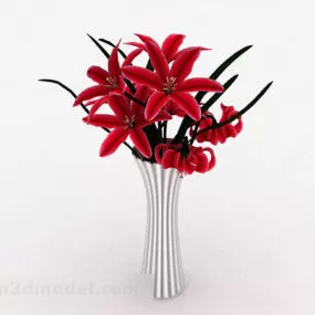 Home Red Lily Decoration Vase 3d model