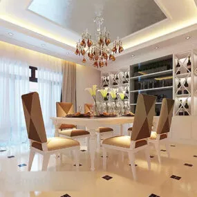 Modern Home Restaurant Interior 3d model