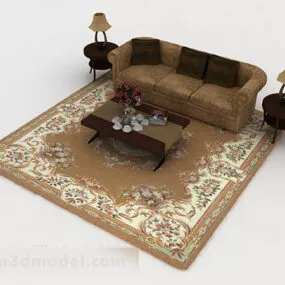 Home Retro Brown Multiseater Sofa 3d model
