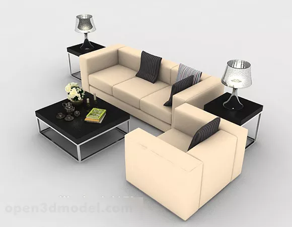 Home Simple Beige Sofa 3d model Home Simple Beige Sofa 3d model