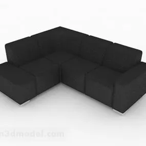 Simple Black Multi Seater Sofa 3d model