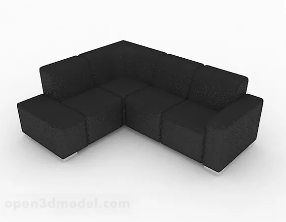 Simple Black Multi Seater Sofa 3d model Simple Black Multi Seater Sofa 3d model