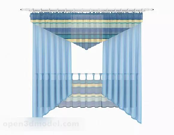 Home Simple Blue Curtain 3d model Home Simple Blue Curtain 3d model