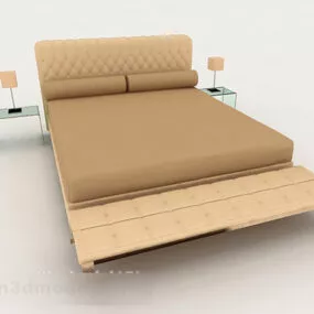 Home Simple Brown Double Bed 3d model