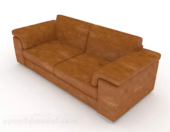 Home Simple Brown Double Sofa 3d model Home Simple Brown Double Sofa 3d model