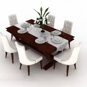 Home Simple Dining Table And Chair 3d model