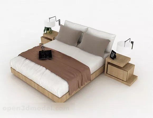 Home Simple Double Bed 3d model Home Simple Double Bed 3d model