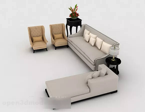 Home Simple Gray Sofa 3d model Home Simple Gray Sofa 3d model