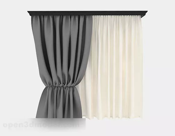 Home Grey Yellow Double Curtain 3d model Home Grey Yellow Double Curtain 3d model