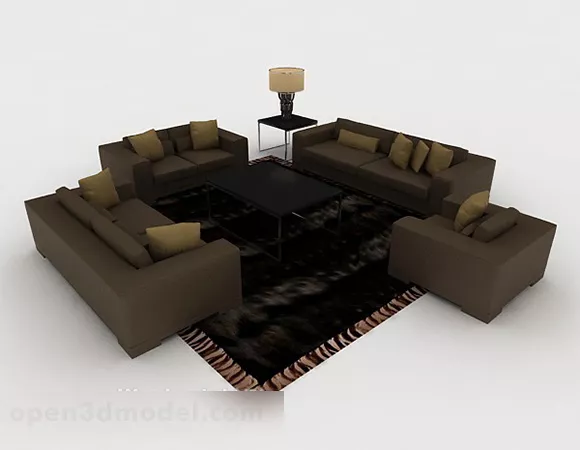 Home Simple Brown Sofa Set 3d model Home Simple Brown Sofa Set 3d model