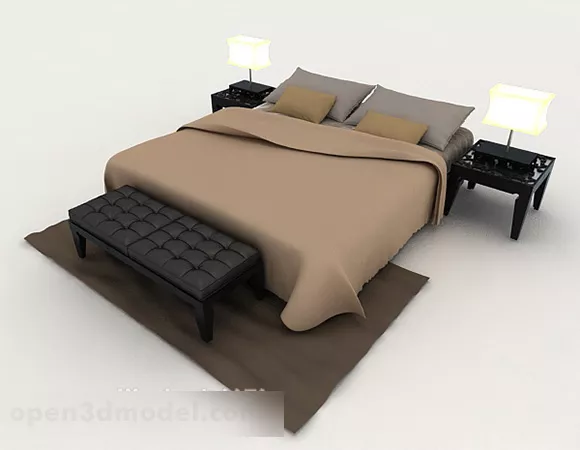 Home Simple Leisure Brown Double Bed 3d model Home Simple Leisure Brown Double Bed 3d model