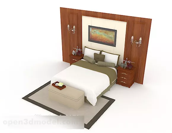 Home Simple White Double Bed 3d model Home Simple White Double Bed 3d model
