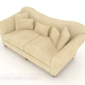 Home Simple Light Brown Double Sofa 3d model