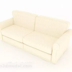 Home Simple Light Yellow Double Sofa 3d model