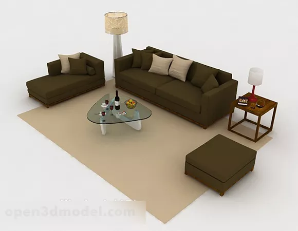 Home Simple Olive Green Sofa 3d model Home Simple Olive Green Sofa 3d model