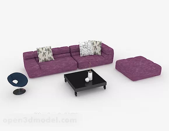 Home Simple Purple Sofa 3d model Home Simple Purple Sofa 3d model