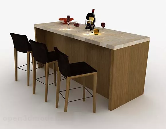Home Simple Wooden Bar Table Chair 3d model Home Simple Wooden Bar Table Chair 3d model