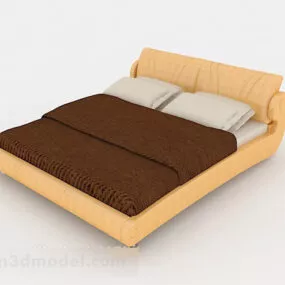 Home Simple Yellow Double Bed 3d model