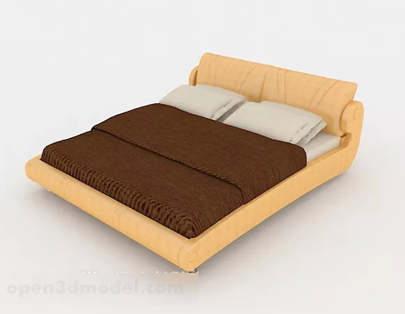 Home Simple Yellow Double Bed 3d model Home Simple Yellow Double Bed 3d model