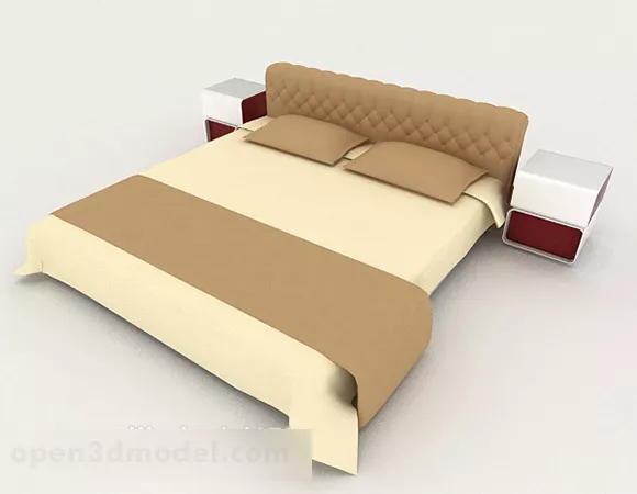 Home Simple Wooden Double Bed V1 3d model Home Simple Wooden Double Bed V1 3d model