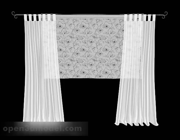 Home White Simple Curtain 3d model Home White Simple Curtain 3d model