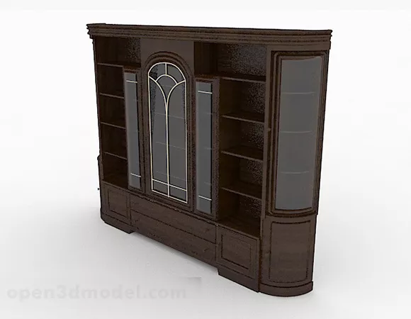 Classic Bookcase Wooden Material 3d model