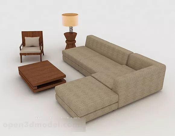 Home Wood Minimalist Combination Sofa 3d model Home Wood Minimalist Combination Sofa 3d model