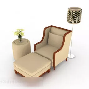 Home Wood Brown Simple Single Sofa 3d model