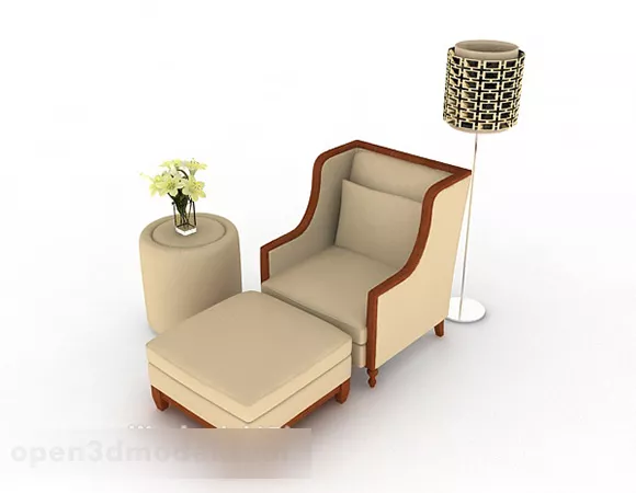 Home Wood Brown Simple Single Sofa 3d model Home Wood Brown Simple Single Sofa 3d model