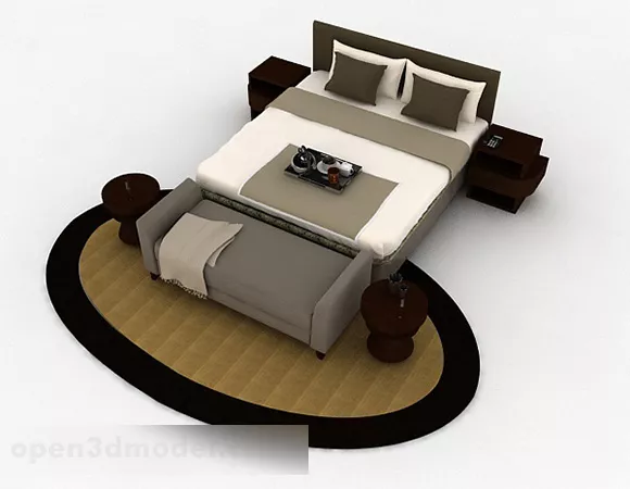 Home Wooden Double Bed 3d model Home Wooden Double Bed 3d model