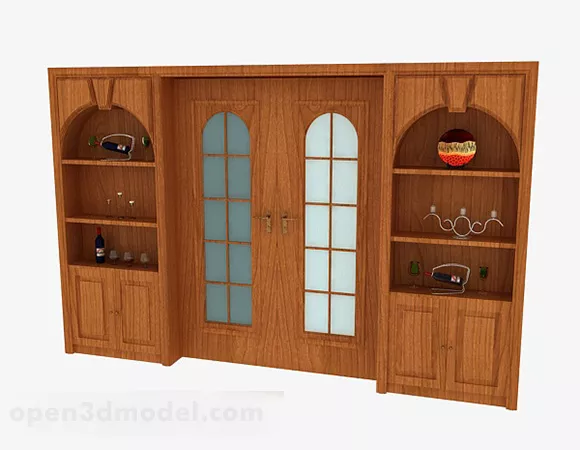 Home Wooden Sliding Door 3d model Home Wooden Sliding Door 3d model